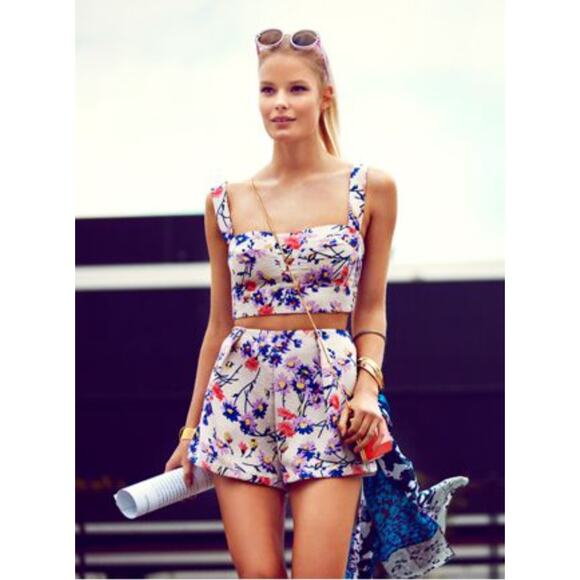 Jill Stuart Collection Priscilla Beige Josephine Crop Tank Top Square Neck 2 NEW - Picture 1 of 12